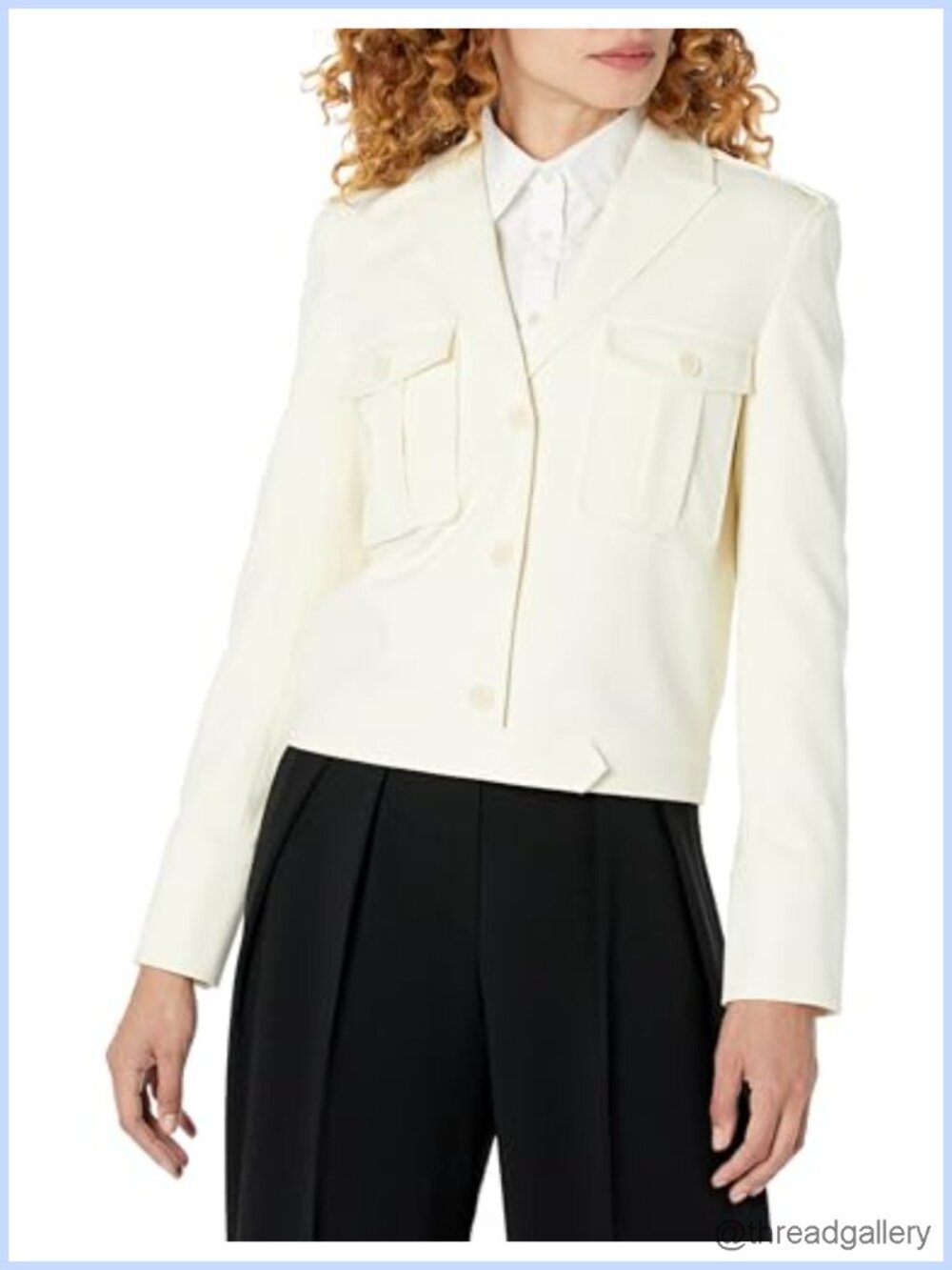 Boxy Military Jacket Button Closure Casual Coat